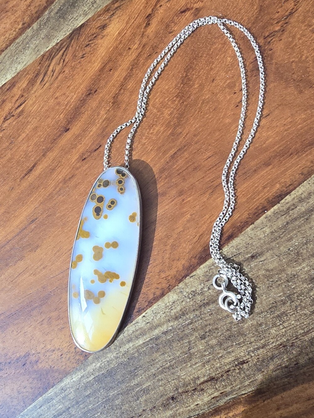 Handcrafted, Montana Agate Sterling Silver Necklace